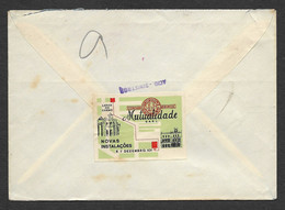 Portugal Lettre Assurance Mutualidade Vignette EMA Cachet Rouge 1959 Cover Cinderella Insurance Co. Franking Meter - Covers & Documents