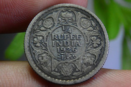 1926 1/4 Quarter Rupee KING GEORGE V INDIA BRITISH INDIA COMPANY SILVER COIN - India