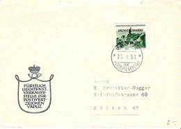 Liechtenstein 1950: Brief Mit DIENST+MARKE Zu 29 Mi D28 Mit Stempel VADUZ 20.I 50 (Zumstein CHF 3.00) - Dienstzegels