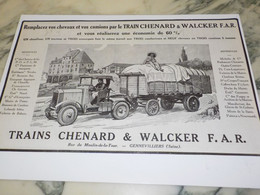 ANCIENNE PUBLICITE TRAINS CHENARD WALCKER 1924 - Camiones