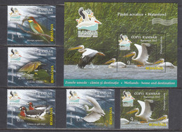 Romania 2012 - Water Birds, Mi-Nr. 6629/33+Bl. 533, MNH** - Unused Stamps
