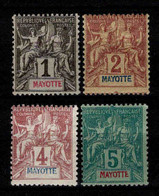 Mayotte - 1892   -  N° 1 à 4    Neufs * - MLH - Nuevos