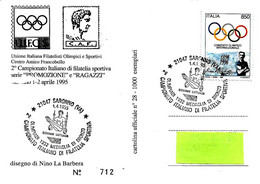 ITALIA - 1995 SARONNO (VA) Ginnasta Agli Anelli GIOVANNI LATTUADA Medaglia Bronzo Olimpiadi 1932 Su Cart.uff. - 8117 - Sommer 1932: Los Angeles