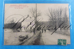 Bonnieres Inondations 1910 Vue Sur Le Ponts.  Maison Perrin. Au Rendez Vous Des Pecheurs - Bonnieres Sur Seine