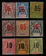 Mayotte - 1912   -  N° 22 à 31 Sauf 27 -   Neufs * - MLH - Nuevos