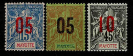 Mayotte - 1912   -  N° 23/24/28  Neufs * - MLH - Nuevos