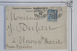 AZ6  FRANCE   BELLE LETTRE PERFIN 1899  CHARLEVILLE  A OLORON +SAGES 15C PERFORéS++  + AFFRANCH. PLAISANT - Briefe U. Dokumente