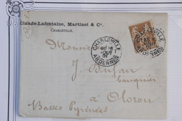 AZ6  FRANCE   BELLE LETTRE PERFIN 1901  CHARLEVILLE  A OLORON +SAGES 30C PERFORéS++  + AFFRANCH. PLAISANT - Brieven En Documenten