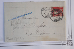 AZ6  FRANCE   BELLE LETTRE  PERFIN 1912  BAR LE DUC   A OLORON +SEMEUSE 10C PERFORéS++  + AFFRANCH. PLAISANT - Covers & Documents