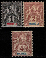 Mohéli - 1906 - Type Sage - N° 1/2/3 - Neufs * - MLH - Unused Stamps