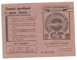 1948 LONS LE SAUNIER CGT CARTE CONFEDERALE SYNDICAT RAVITAILLEMENT MOLIN GILBERTE - Historische Dokumente