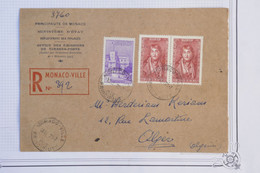 AZ6  MONACO  BELLE LETTRE RECOM.   1920   ++++ MONTE CARLO    A  ALGER + PAIRE HONORé++ AFFRANCH. PLAISANT - Covers & Documents