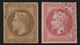 Colonies Générales N°9/10, Napoléon Lauré 30c Brun Et 80c Rose, Oblitérés B/TB - Napoleone III