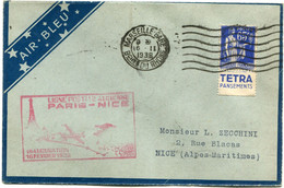 FRANCE LETTRE AFFRANCHIE AVEC UN TYPE PAIX PUBLICITE " TETRA PANSEMENTS " DEPART MARSEILLE-GARE 16 II 1938 POUR LA ..... - Brieven En Documenten