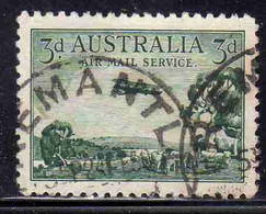 AUSTRALIA 1929 AIR POST MAIL AIRMAIL POSTA AEREA AIRPLANE OVER BUSH LANDS 3p USATO USED OBLITERE' - Usados