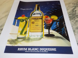 ANCIENNE PUBLICITE  MAGIC BLANC DUQUESNE BLANC RHUM 1984 - Alcools