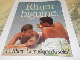 ANCIENNE PUBLICITE  LA MUSIQUE DU SOLEIL  RHUM 1984 - Alcools