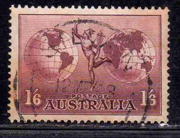 AUSTRALIA 1937 AIR POST MAIL AIRMAIL MERCURY AND HEMISPHERES 1sh 6p 1/6 USED USATO OBLITERE' - Gebruikt