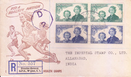 NEW ZEALAND : FDC : YEAR 1945 : RE-OPENING OF OTAKI HEALTH CAMPS : REGISTERED USE FOR INDIA : CENSOR MARKING - Cartas & Documentos