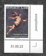 Monaco 2022 - Les Fresques Du Palais Princier (Détail Du Plafond De La Salle Du Trône) ** (coin Daté) - Unused Stamps