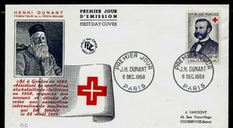 Croix-Rouge: Henri Dunant ( N°: 1188) Obl. PARIS 06/12/1958 - 1950-1959