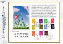 (Faciale > 8.00 €) " LA MARIANNE DES FRANCAIS " Sur Feuillet CEF N°té En SOIE De 2005 N° 1746s N° YT 3731 à 3741 - 2004-2008 Marianna Di Lamouche