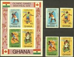Ghana 1976, Olympic Games In Montreal, Athletic, 4val +BF IMPERFORATED - Summer 1976: Montreal