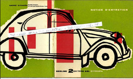 SUPERBE PLAQUETTE CARNET ENTRETIEN 2 CV CITROEN CIRCA 1960 Maquette COULEURS ET DESSINS Par P.M.COMTE ETAT SUPERBE - Pubblicitari
