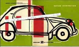 SUPERBE PLAQUETTE CARNET ENTRETIEN 2 CV CITROEN CIRCA 1960 Maquette COULEURS ET DESSINS Par P.M.COMTE ETAT SUPERBE - Advertising