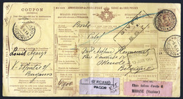 BOLLETTINO PACCHI POSTALI 1914 DA BERGAMO A OSTENDE (BELGIO) - TRANSITO PER LA STAZIONE DI  MODANE (STAMP210) - Pacchi Postali
