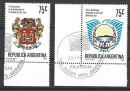 Argentina 1994 San Luis And Tierra Del Fuego Shields Philatelic Cancel With Gum - Used Stamps