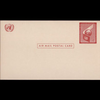 UN-NEW YORK 1957 - Pre-stamped Card-Globe 4c - Covers & Documents