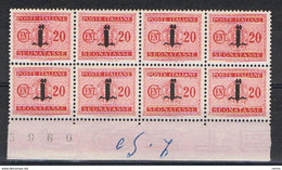 R.S.I.:  1944  TASSE  -  20 C. CARMINIO  BL. 8  N. -  SASS. 62 - Strafport