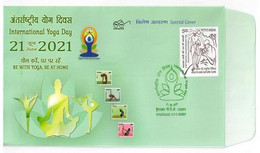 India 2021 International Yoga Day , Special Cover Ludhiana Punjab . Green Cancellation  (**) Inde Indien - Storia Postale