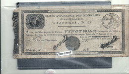 07 - 2022 - MON50 - SEINE MARITIME - 76 - Caisse D'échange Des Monnaies Grand Rue à Rouen - Billet De 20 F An 10 - Annul - Assignats & Mandats Territoriaux
