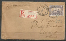 Belgique - Cachet "POSTES MILITAIRES 1" Du 4-3-16 - Lettre Recommandée Vers Amsterdam, Timbre Albert Ier N°145 Antwerpen - Briefe U. Dokumente