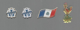 PINS PIN'S FOOT FOOTBALL 1786 OM OLYMPIQUE MARSEILLE CHAMPION FRANCE LOGO METAL ARGENTE ET DORE  LOT 4 PINS - Football