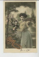 FEMMES - FRAU - LADY -  Jolie Carte Fantaisie Femme Et Fleurs SAINTE MARIE - Prénoms