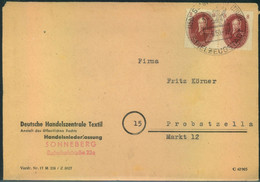 1950, 2-mal 8 Pfg. Akademie Auf Ortsbrief In SONNEBERG - Covers & Documents