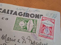 MARCHE DA BOLLO COMUNE DI CALTAGIRONE LIRE 10 + 5 - 1948 - Fiscale Zegels