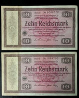 GERMANY , P 200 ,10 Mark , 1933, Almost UNC , 2 Consecutive , NOT Canceled - Imperial Debt Administration