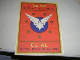 ETICHETTA  ISRAEL NATIONAL AIRLINES - Aufkleber