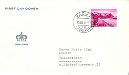 Liechtenstein 1959: Zu 327 Mi 382 (Sujet: Rheindamm) Einzeln Auf FDC Mit ET-o VADUZ 23.VII.59 - Covers & Documents