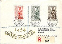 Liechtenstein 1954: Marianisches Jahr Zu 273-275 Mi 329-331 Yv 291-293 R-FDC Mit O VADUZ 16.XII.54 (Zumstein CHF 100.00) - Cartas & Documentos