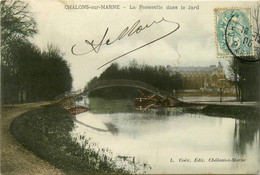 Châlons Sur Marne * 1905 * Péniche Batellerie * La Passerelle Dans Le Jard * Barge Chaland Péniches - Châlons-sur-Marne