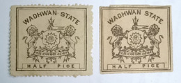 India, Princely State Wadhwan 2 Stamps, Inde, Indien, Condition As Per The Scan - Wadhwan