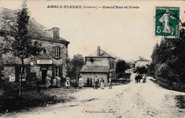 [08] Ambly Fleury Ardennes Grand Rue Et Poste A. Wilmet Photo édit Rethel Bureau De Poste Attelage Animation - Autres & Non Classés
