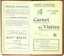 France Romainville Seine 1919 100-p CARNET De VISITES G.LEFRANCO Produits Chimiques Pour Fermiers Kalender Calendrier - Small : 1901-20