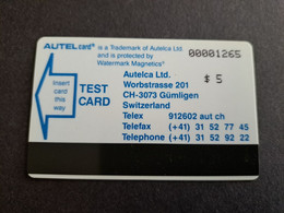 ZWITSERLAND  SWITZERLAND / AUTEL CARD/ TESTCARD $5,-   / EARLY ONE **10454 ** - Suisse