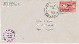 PHILIPPINEN 1945 10C Victory A Pra.-Feldpost-Zensur-Ersttagsbrief M Duplex-Stpl. "U.S ARMY POSTAL SERVICE / APO / JAN 19 - Filipinas